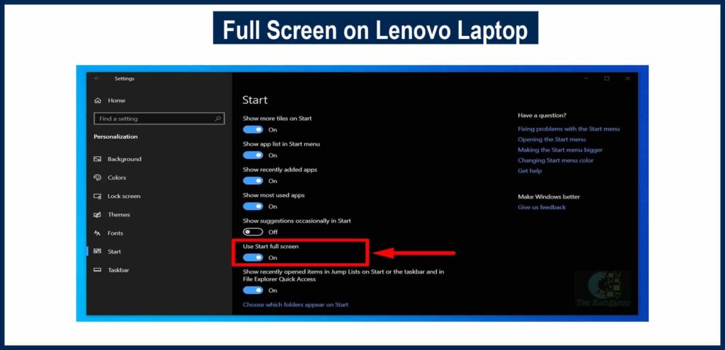 full screen on Lenovo Laptop
