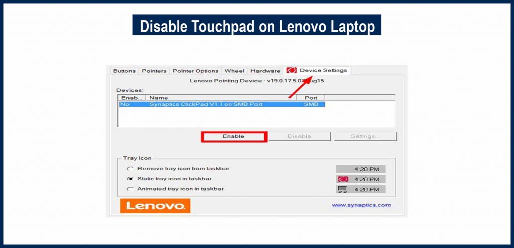 Disable Touchpad on Lenovo Laptop