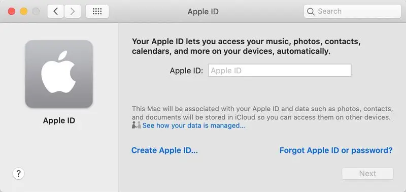 Screenshot of apple ID